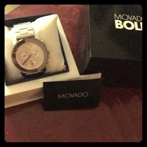 Silver men's watch movado